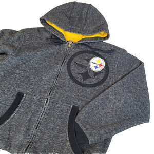 Pittsburgh Steelers NFL Hoodie Mens Medium Black Sherpa Lined Full Zip Jacket D8